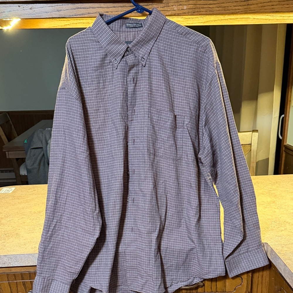 Van Heusen Men's Brown Plaid Button Down Shirt